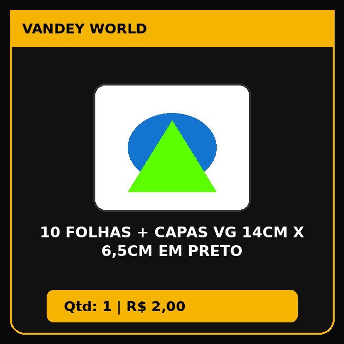 10 FOLHAS + CAPAS VG 14CM X 6,5CM EM PRETO