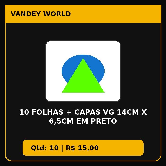 10 FOLHAS + CAPAS VG 14CM X 6,5CM EM PRETO