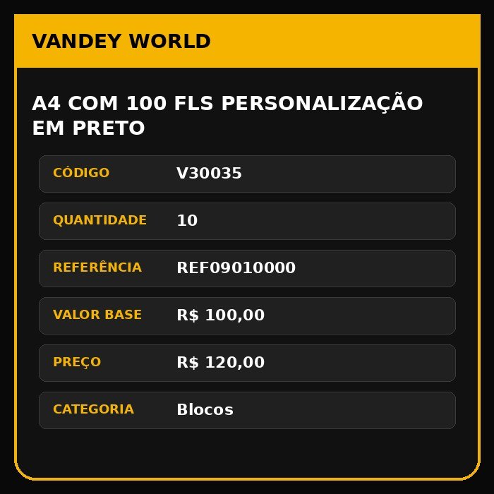 A4 COM 100 FLS PERSONALIZAÇÃO EM PRETO