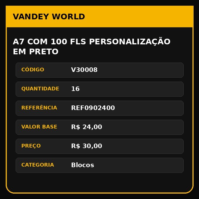A7 COM 100 FLS PERSONALIZAÇÃO EM PRETO
