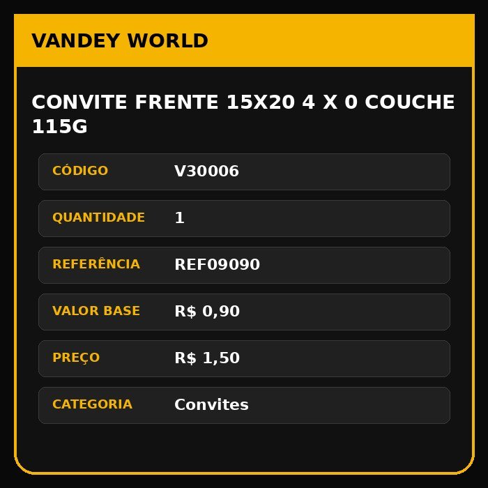 CONVITE FRENTE 15X20 4 X 0 COUCHE 115G