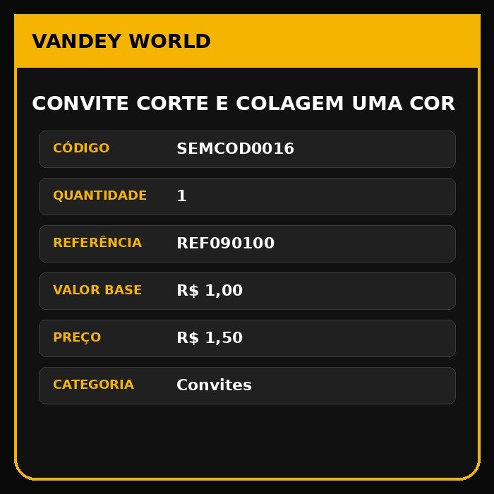 CONVITE CORTE E COLAGEM UMA COR
