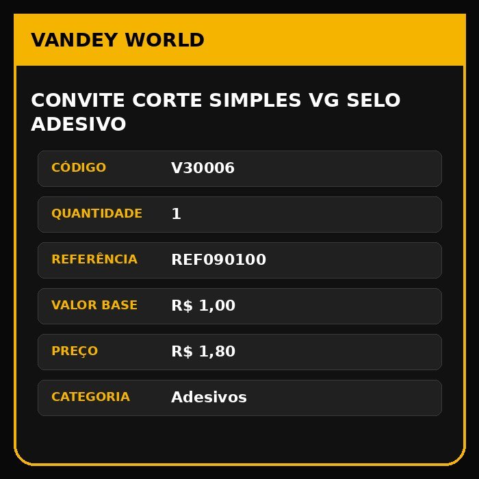 CONVITE CORTE SIMPLES VG SELO ADESIVO