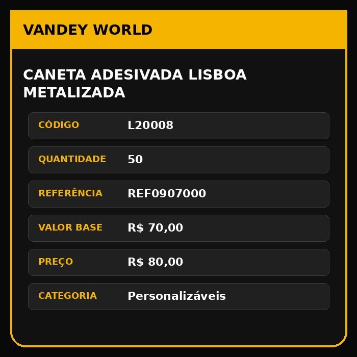 CANETA ADESIVADA LISBOA METALIZADA