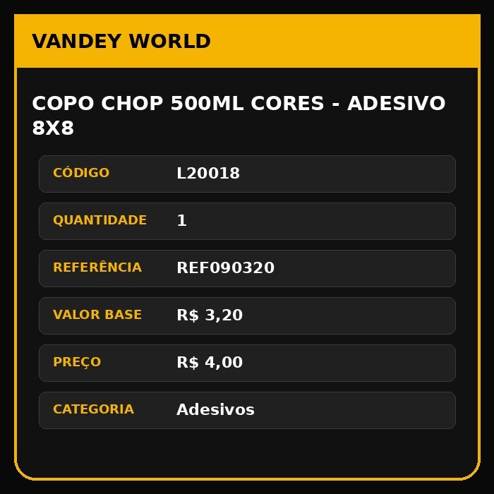 COPO CHOP 500ML CORES - ADESIVO 8X8