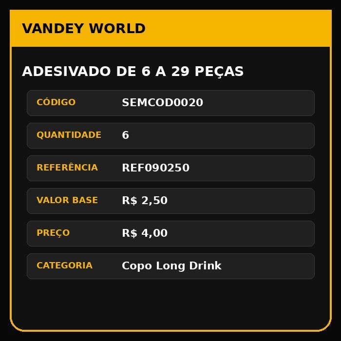 ADESIVADO DE 6 A 29 PEÇAS