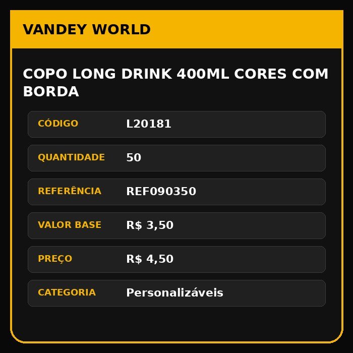 COPO LONG DRINK 400ML CORES COM BORDA