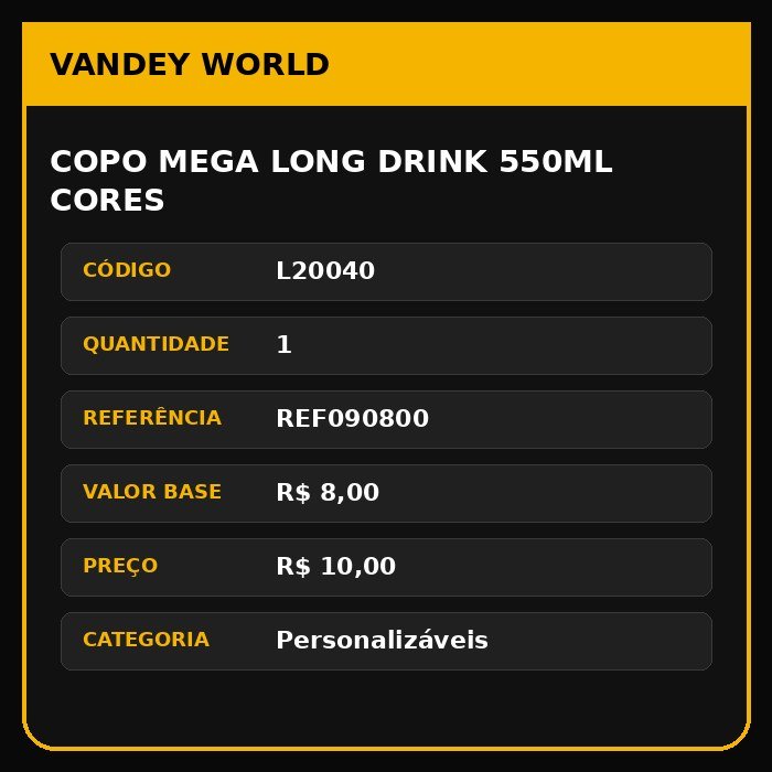 COPO MEGA LONG DRINK 550ML CORES