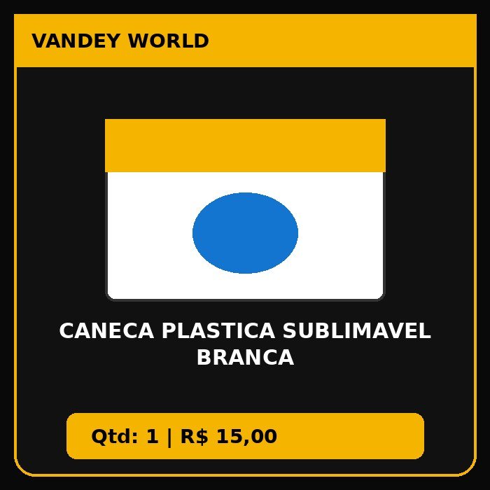 CANECA PLASTICA SUBLIMAVEL BRANCA