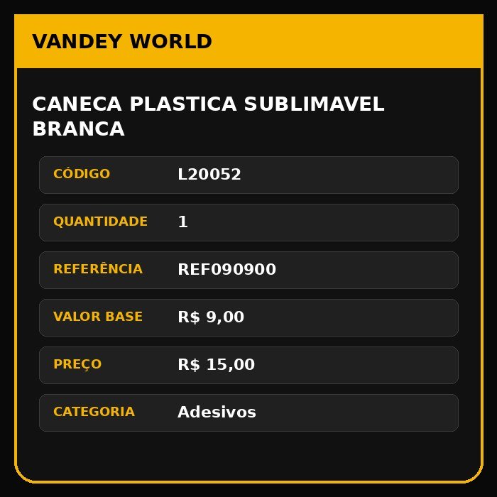 CANECA PLASTICA SUBLIMAVEL BRANCA