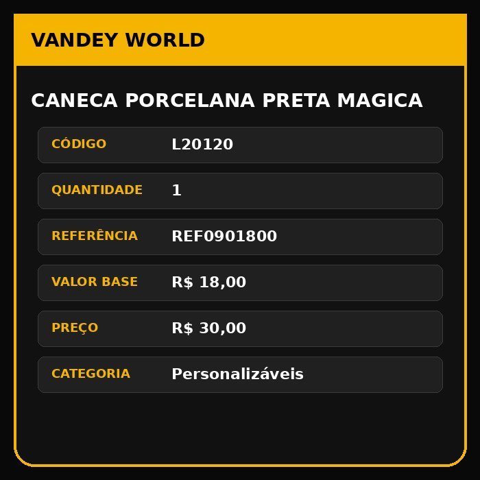 CANECA PORCELANA PRETA MAGICA