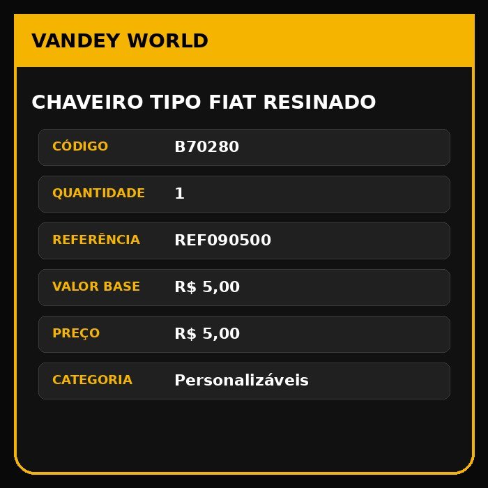 CHAVEIRO TIPO FIAT RESINADO