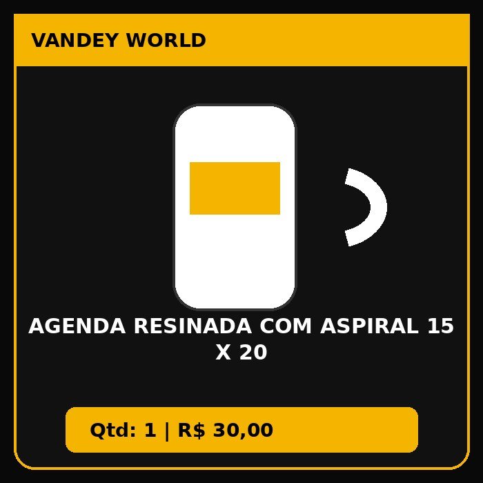 AGENDA RESINADA COM ASPIRAL 15 X 20